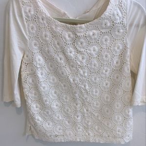 J Crew Eyelet 1/2 sleeve Top